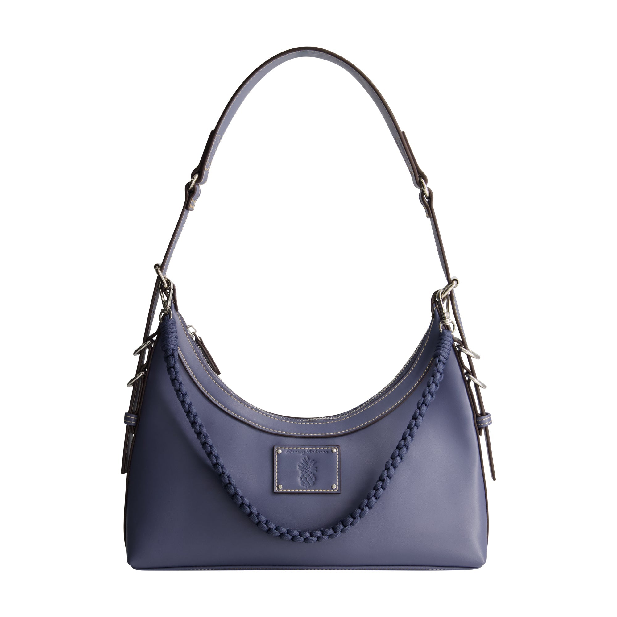 Tommy Bahama Debossed Logo Zip-top Hobo Bag, Navy