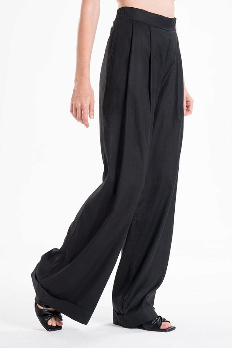 Aitna Black Palazzo Light Pants From Tencel Lyocell