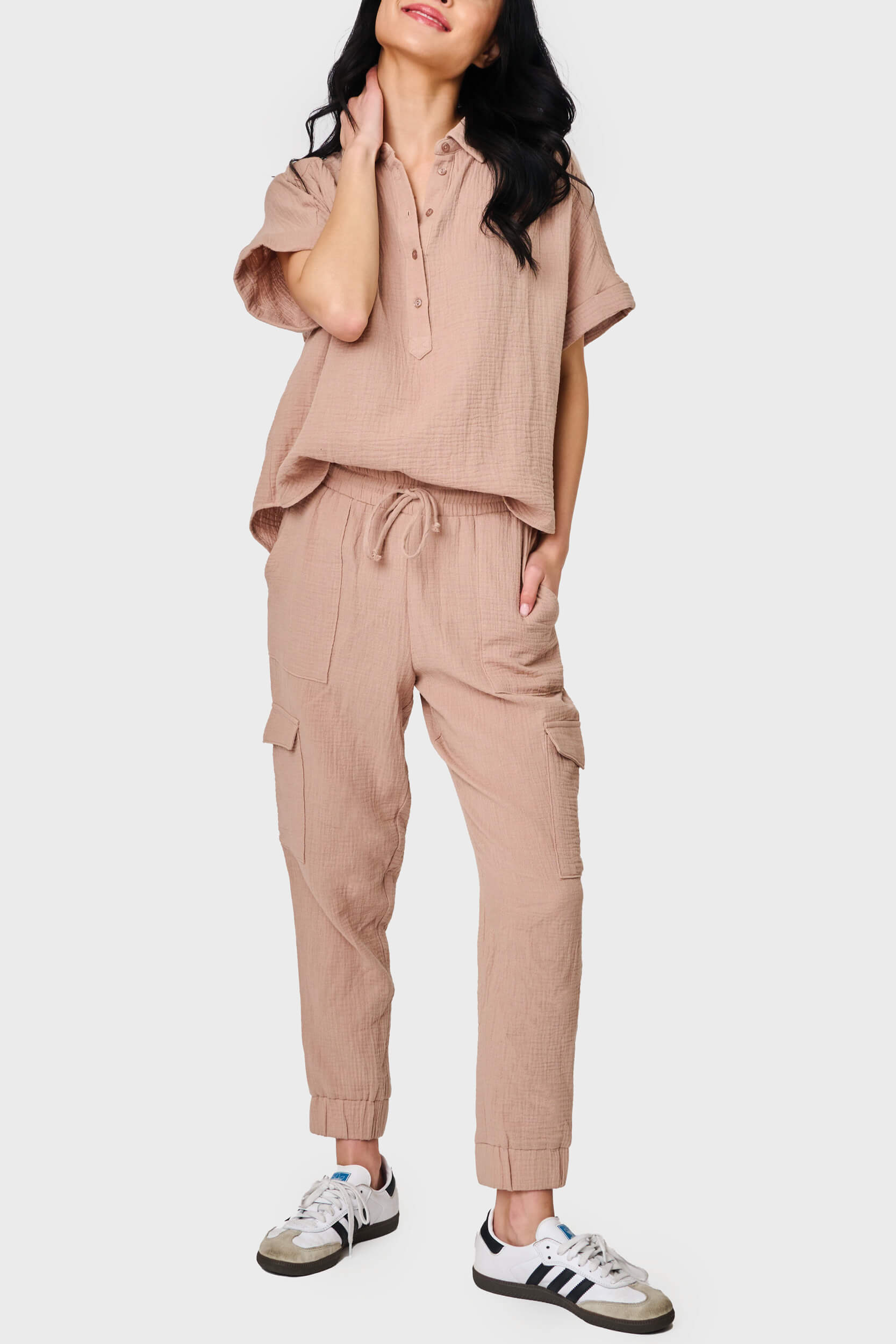 Essential Cotton Gauze Cargo Jogger