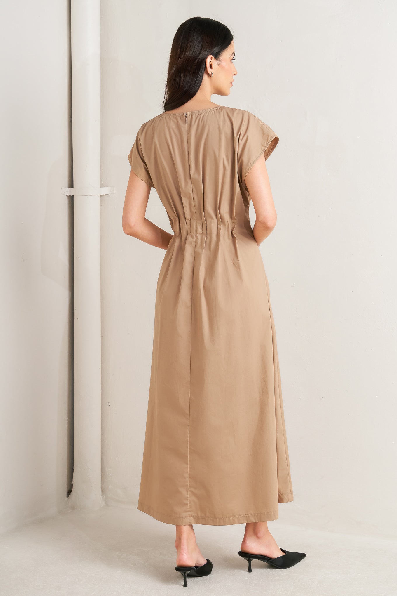 Nova Sand Woven Midi Dress