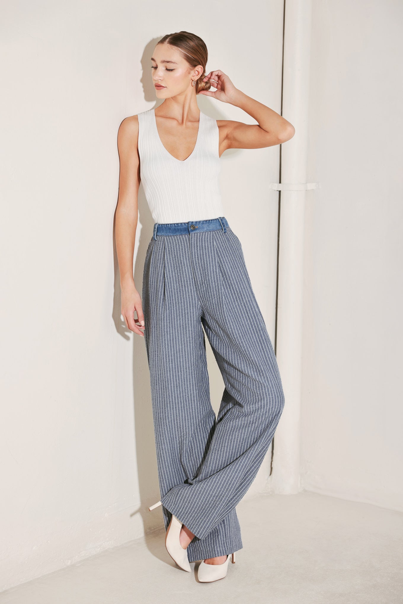 Marina Pinstripe Woven Seersucker Pants