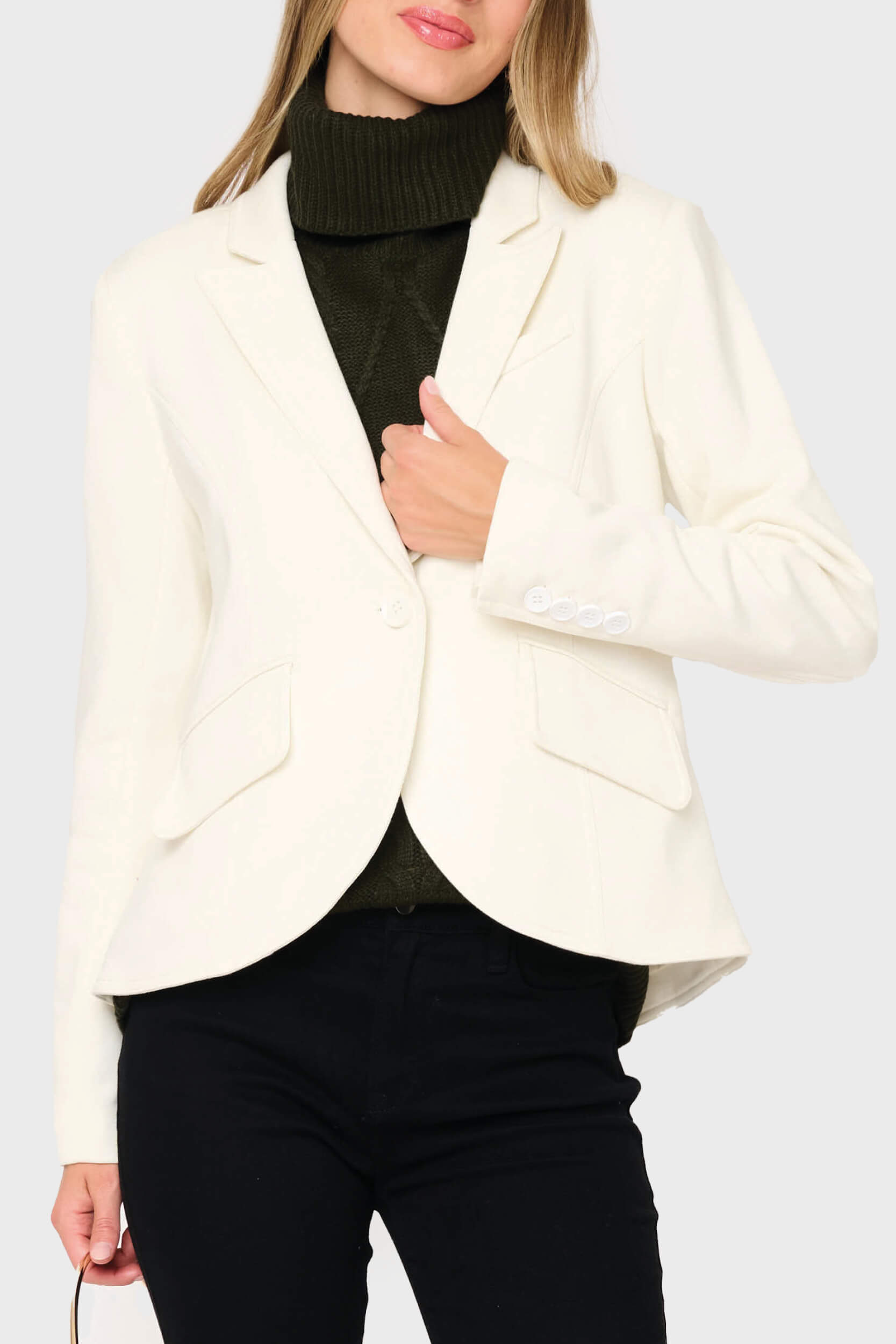 Notch Lapel Stretch Knit Blazer
