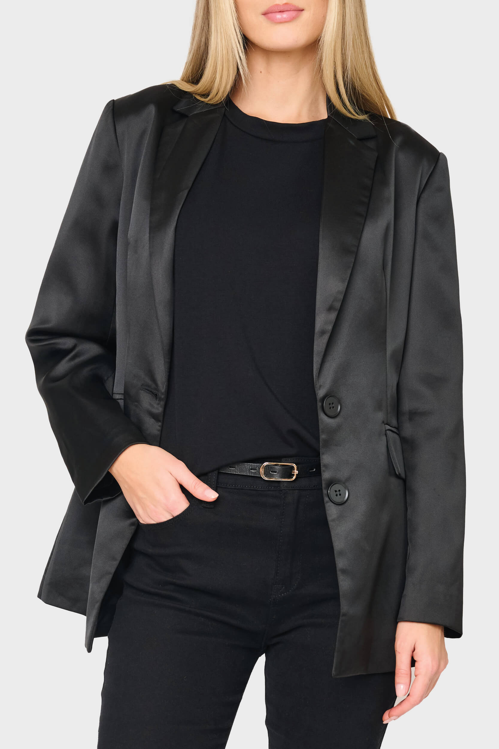 Shine Effect Long-line Blazer