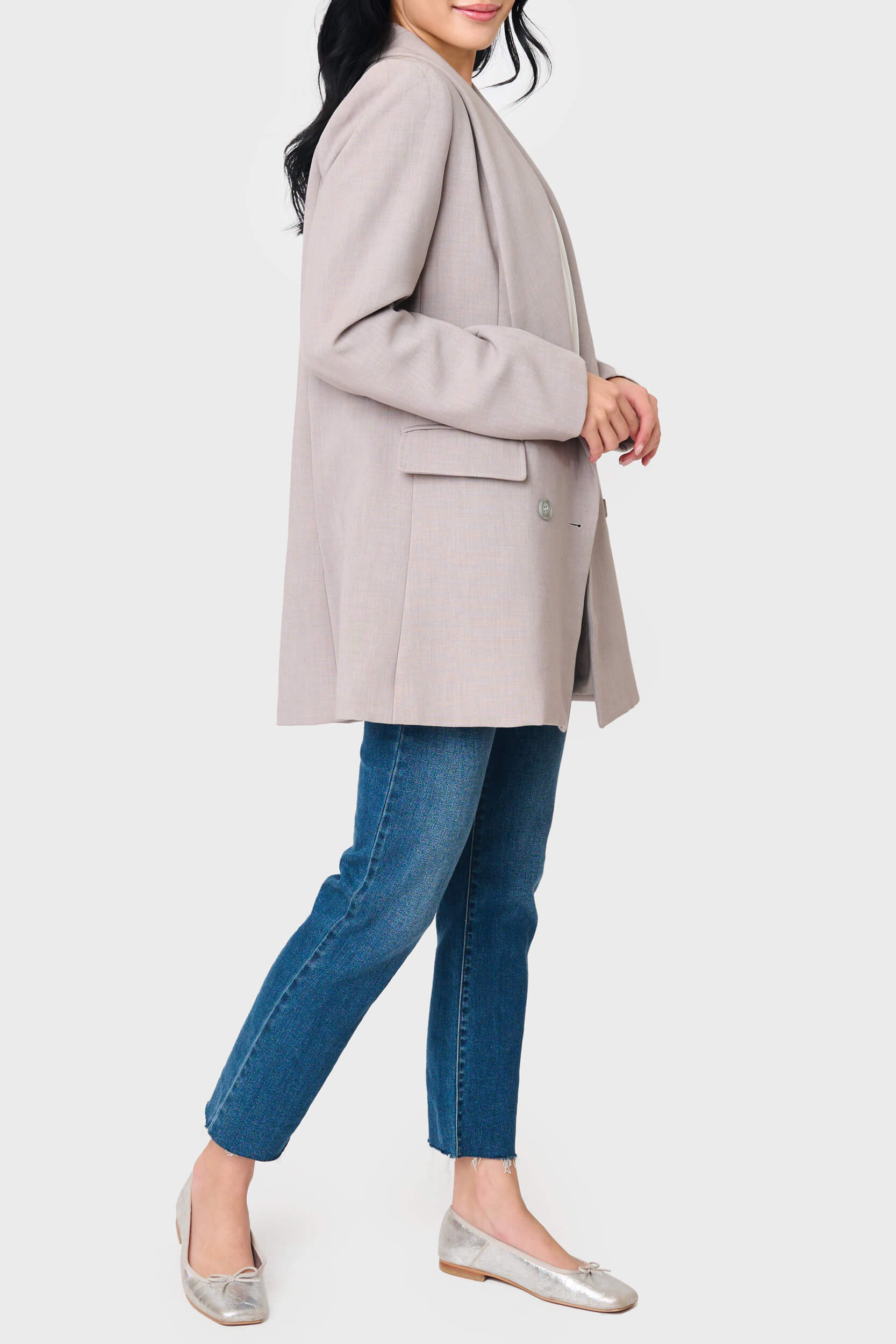 Double Breasted Long Length Blazer