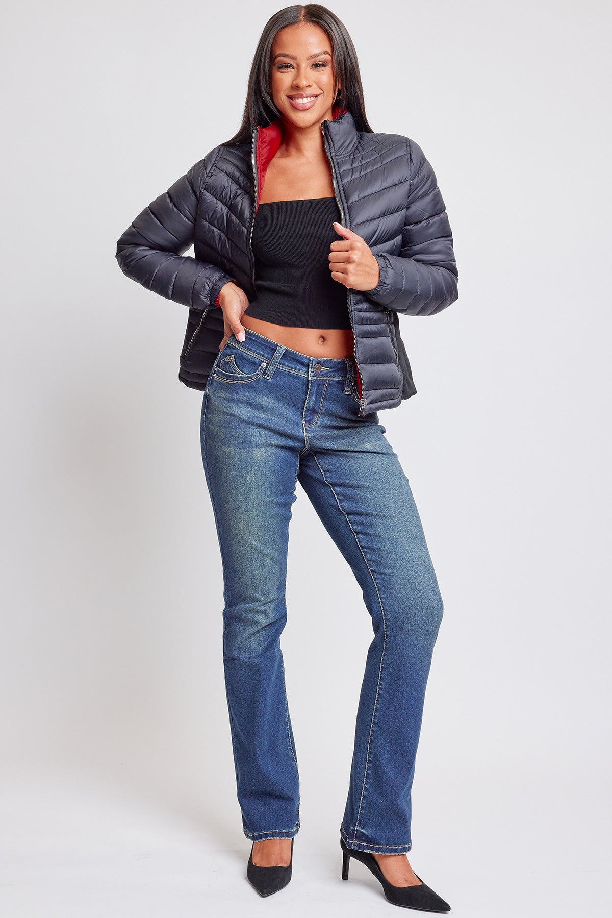 Women's Winter Reversible Fitted Puffer Jacket