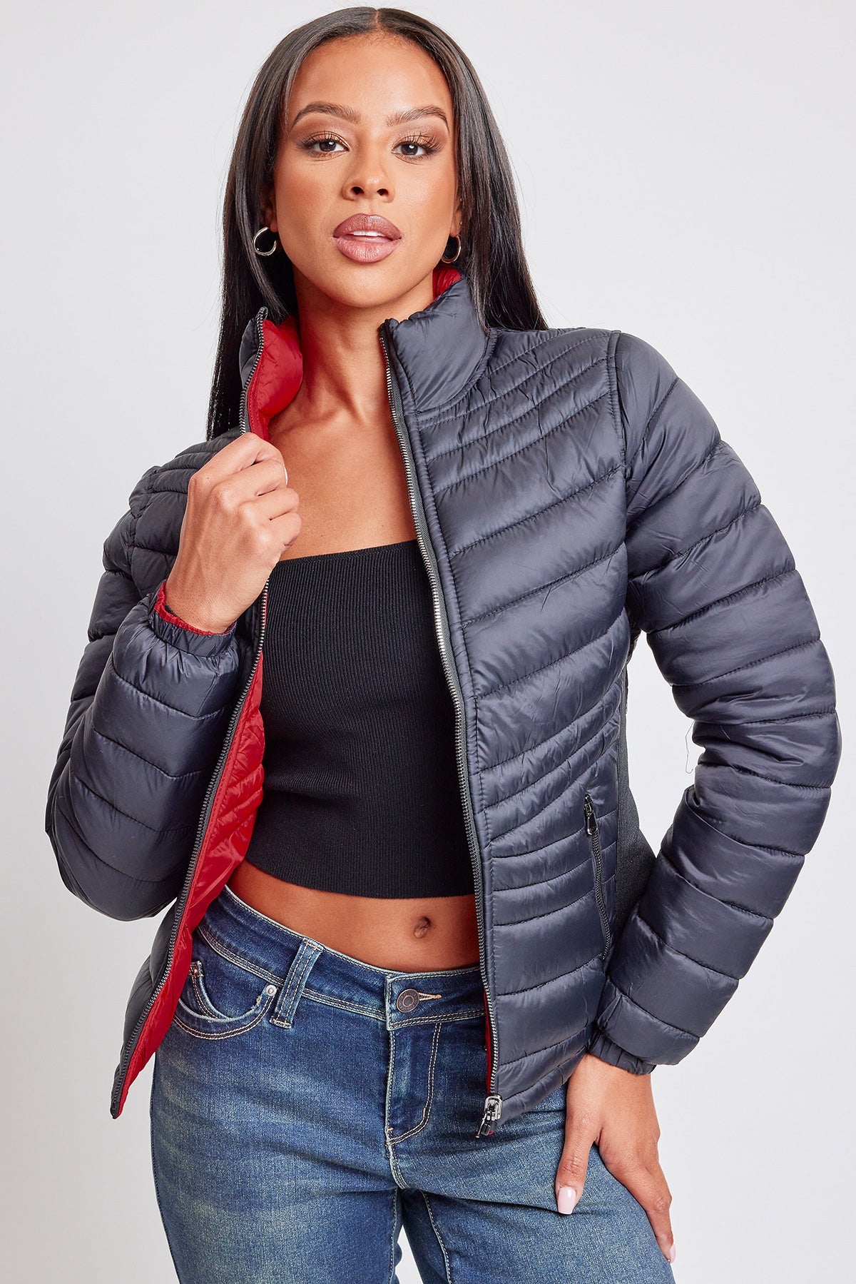 Women's Winter Reversible Fitted Puffer Jacket