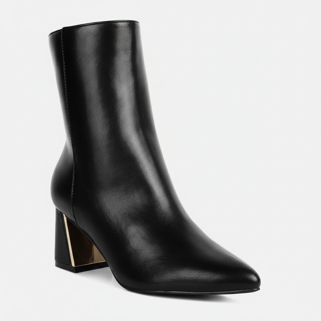 Kaira Metallic Accent Heel High Ankle Boots